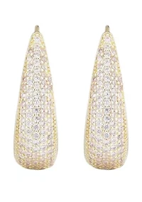 14k Gold Plated CZ Secure Hinge Hoop