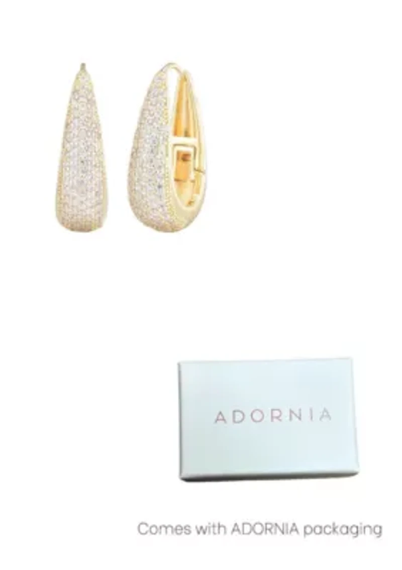 14k Gold Plated CZ Secure Hinge Hoop