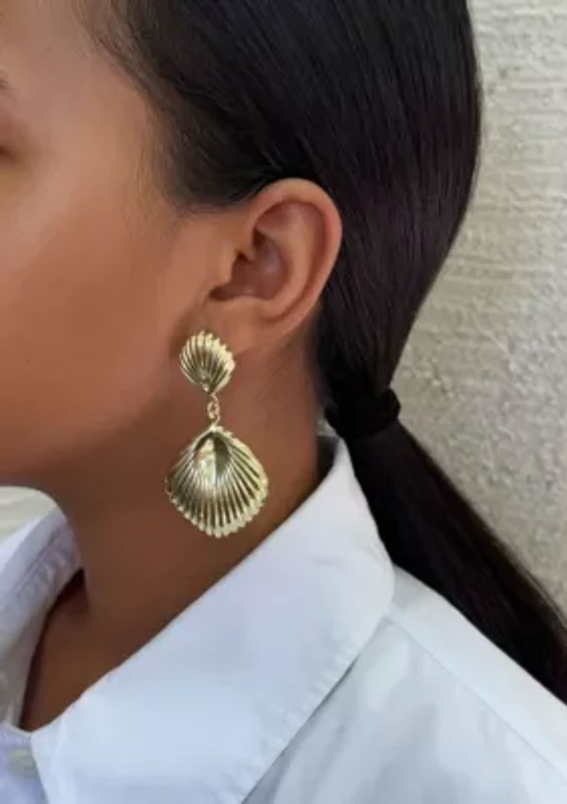 Gold Plated Deco Inspired Drop Earrings