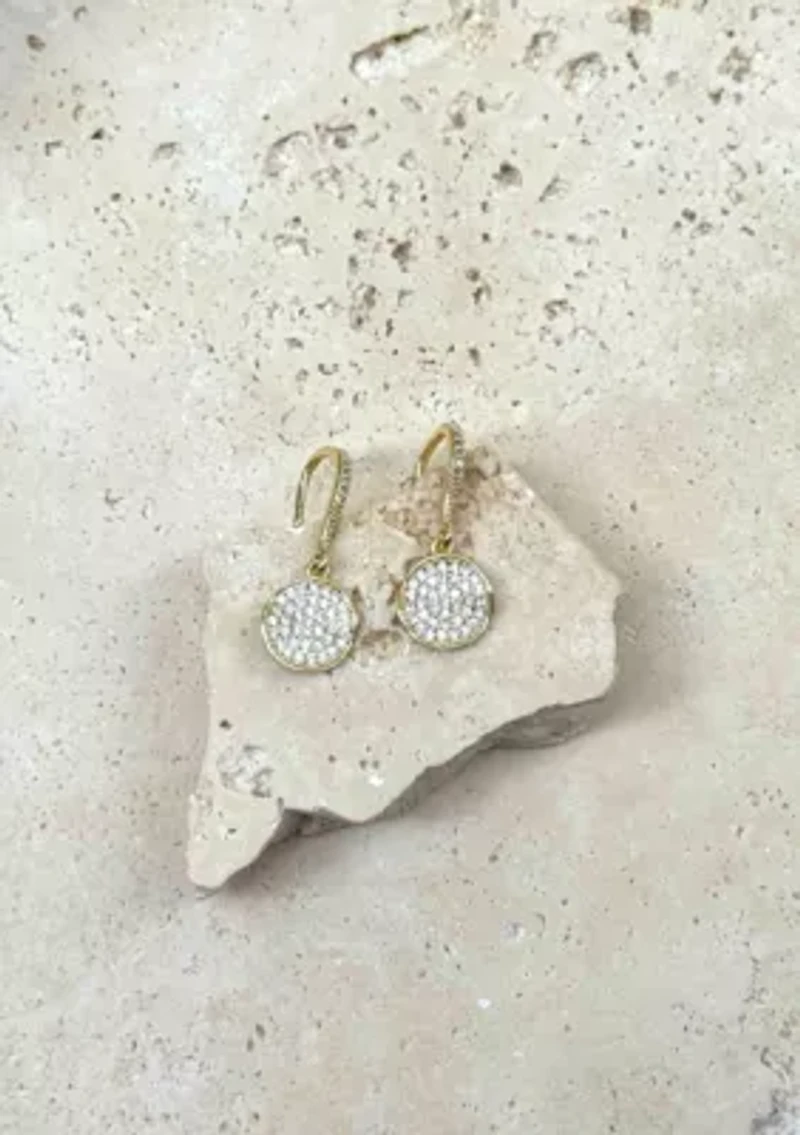 14k Gold Plated CZ Wavy Pebble Earrings
