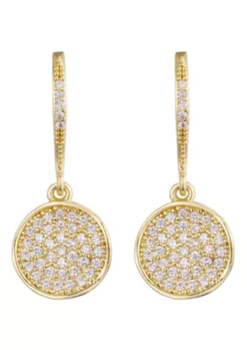 14k Gold Plated CZ Wavy Pebble Earrings