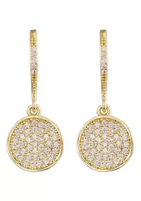 14k Gold Plated CZ Wavy Pebble Earrings