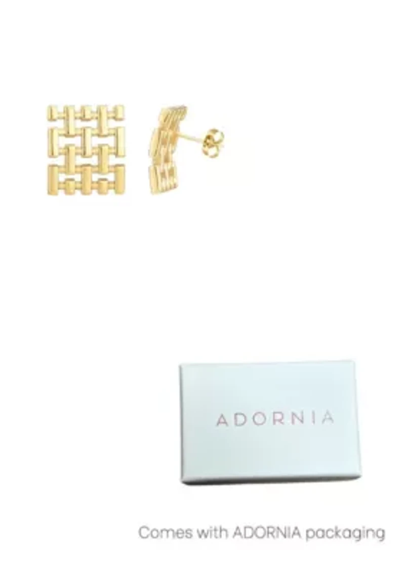 Tarnish Resistant 18k Gold Plated Grid Studs