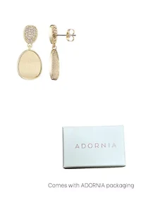 14k Gold Plated Satin Finish Crystal Drop Earrings