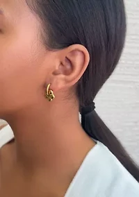 Tarnish Resistant 18k Gold Plated Flower Huggie Hoop Earrings