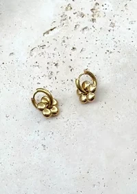 Tarnish Resistant 18k Gold Plated Flower Huggie Hoop Earrings