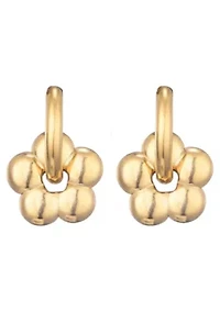 Tarnish Resistant 18k Gold Plated Flower Huggie Hoop Earrings