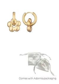 Tarnish Resistant 18k Gold Plated Flower Huggie Hoop Earrings