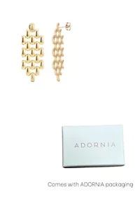 Tarnish Resistant 18k Gold Plated Grid Drop Earrings