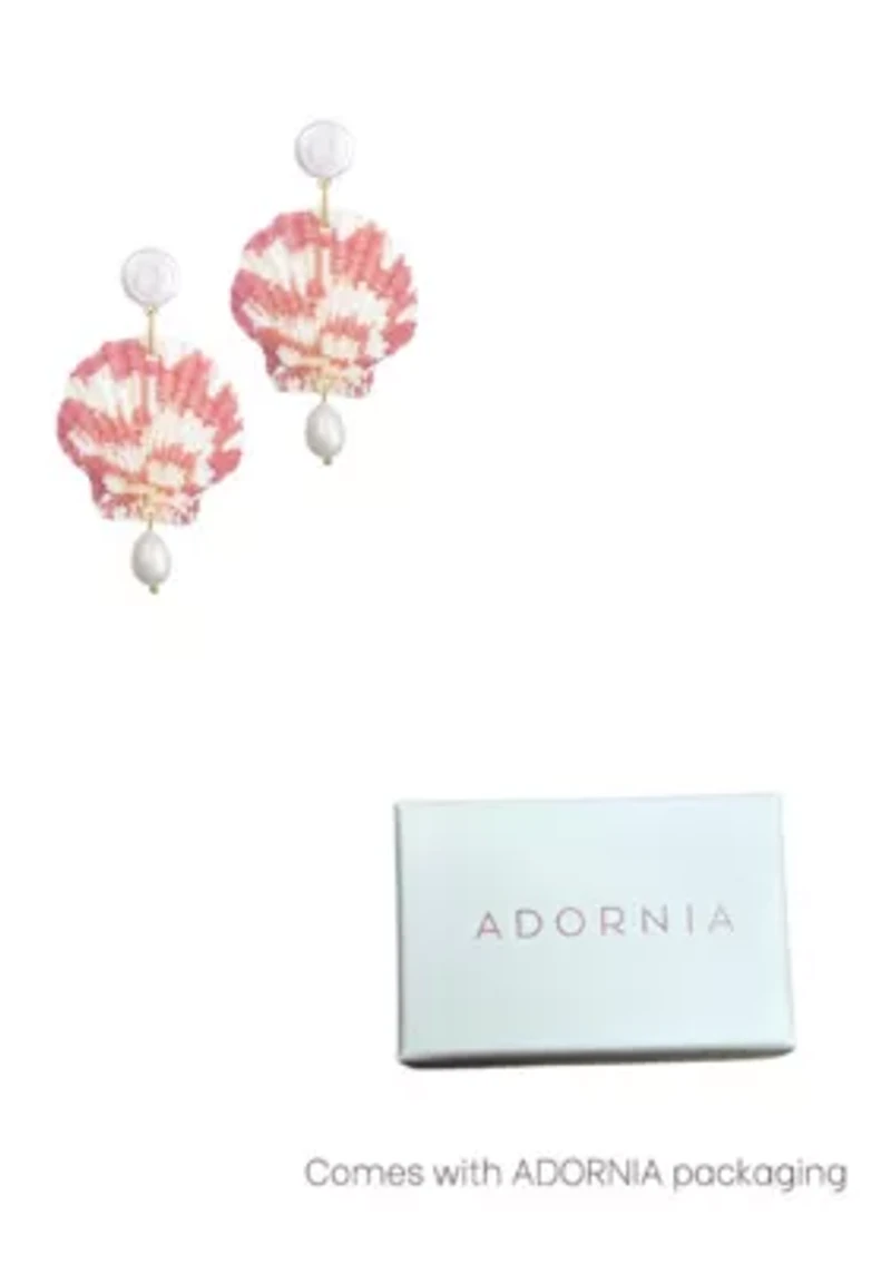 Pink Shell and Shell Pearl 3-Drop Earrings