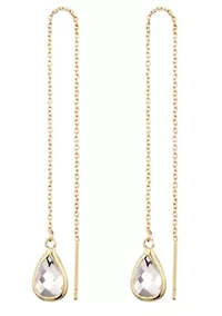 14k Gold Plated Clear Crystal Threader Earrings