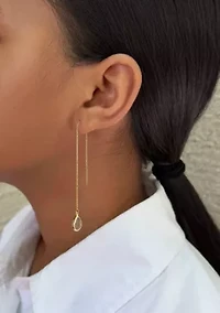 14k Gold Plated Clear Crystal Threader Earrings