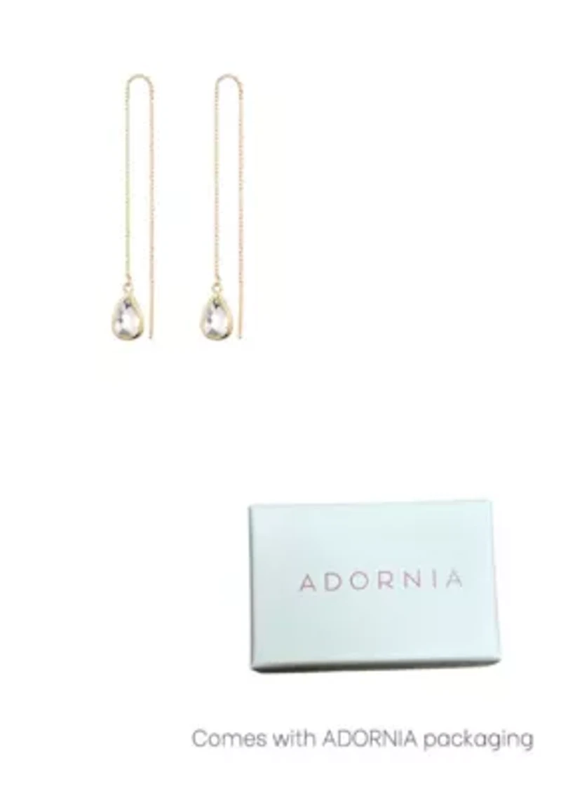 14k Gold Plated Clear Crystal Threader Earrings