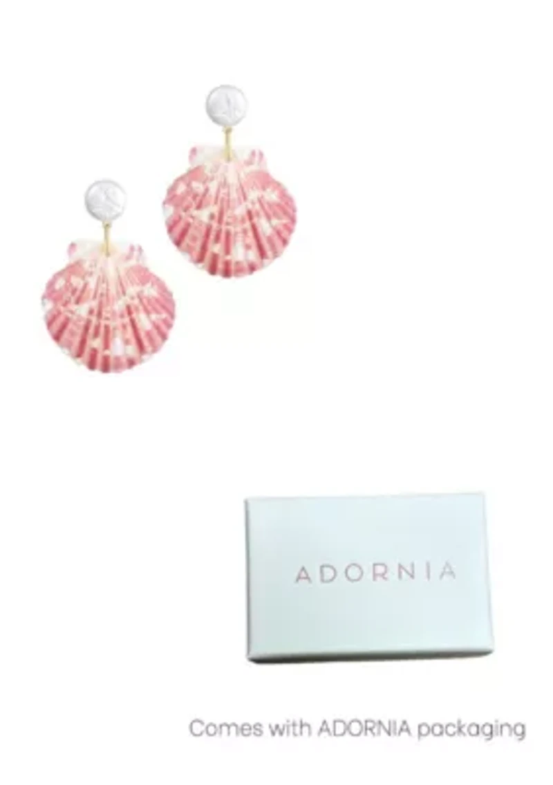 Pink Shell and Shell Pearl 2-Drop Earrings