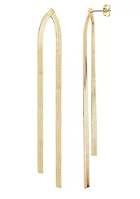 14k Gold Plated Herringbone Drop Earrings