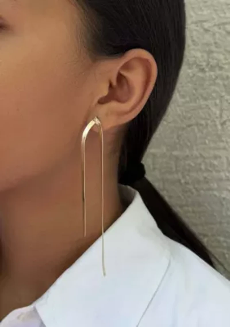 14k Gold Plated Herringbone Drop Earrings