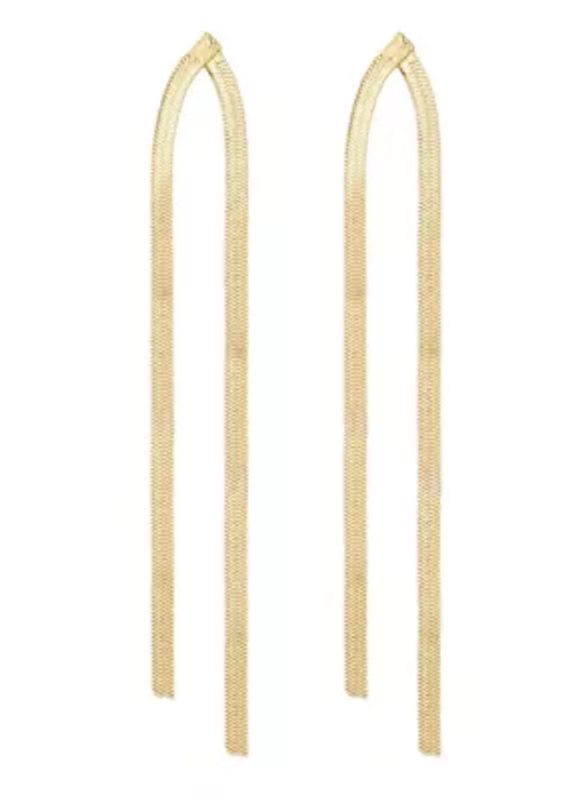 14k Gold Plated Herringbone Drop Earrings