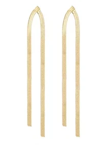 14k Gold Plated Herringbone Drop Earrings