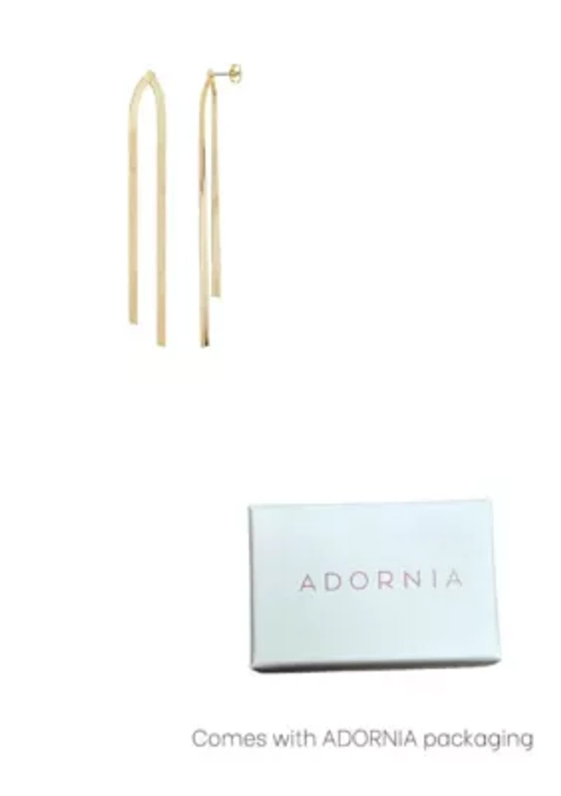 14k Gold Plated Herringbone Drop Earrings