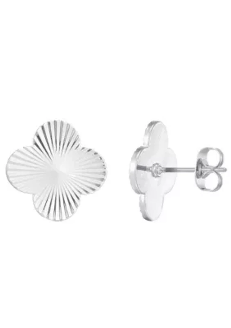 Silver Plated Prismatic Clover Stud Earrings