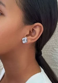 Silver Plated Prismatic Clover Stud Earrings