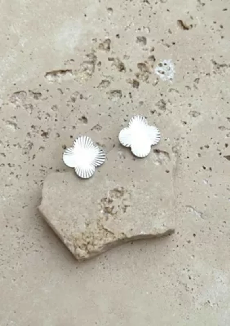 Silver Plated Prismatic Clover Stud Earrings