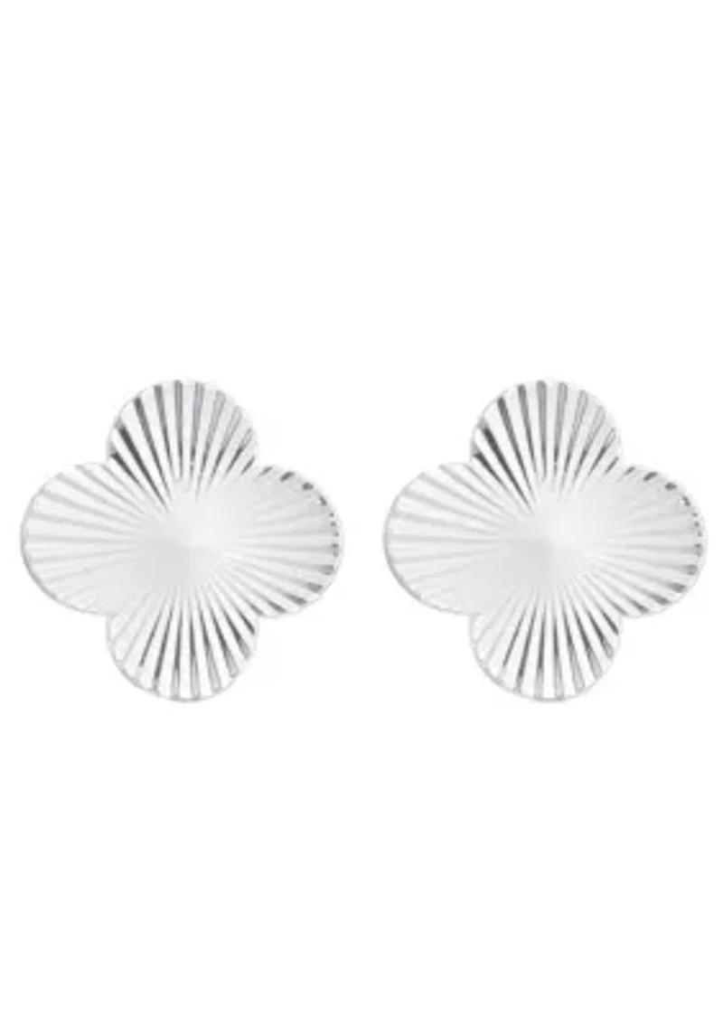 Silver Plated Prismatic Clover Stud Earrings