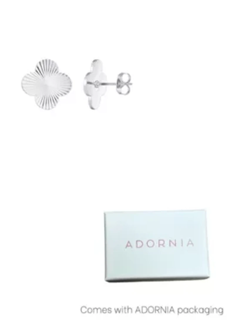 Silver Plated Prismatic Clover Stud Earrings