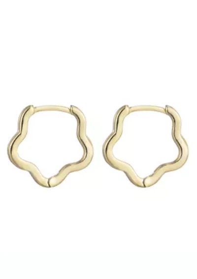 14k Gold Plated Flower Shaped Hoop Earrings