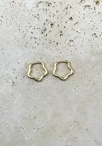 14k Gold Plated Flower Shaped Hoop Earrings