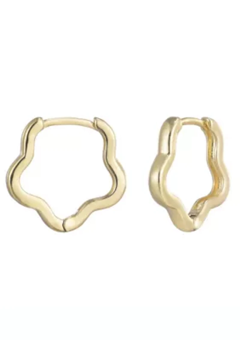 14k Gold Plated Flower Shaped Hoop Earrings