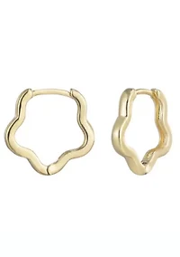 14k Gold Plated Flower Shaped Hoop Earrings