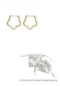 14k Gold Plated Flower Shaped Hoop Earrings