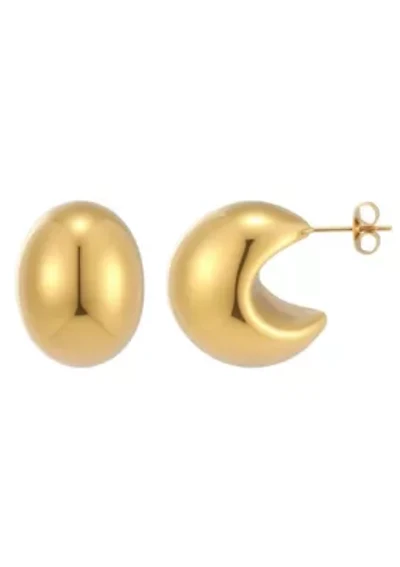 Tarnish Resistant Lightweight 18k Gold Plated Crescent Moon Statement Stud Earrings