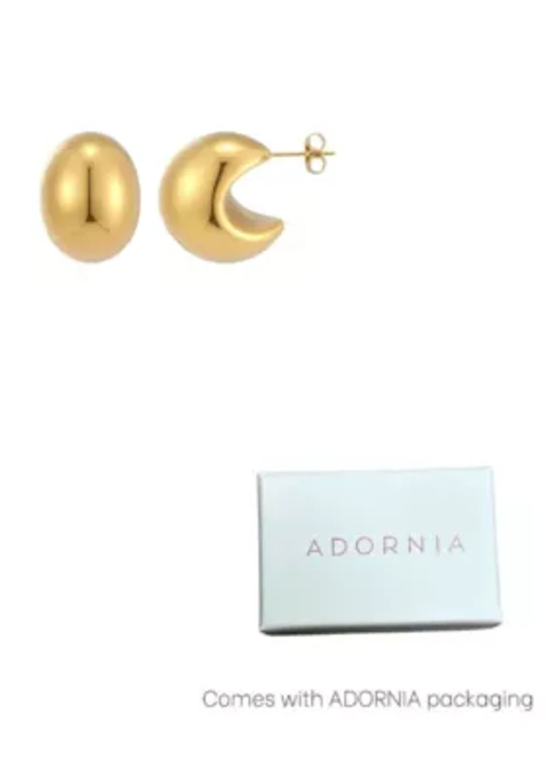 Tarnish Resistant Lightweight 18k Gold Plated Crescent Moon Statement Stud Earrings