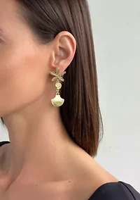 Gold Plated Starfish and Shell Drop Earrings