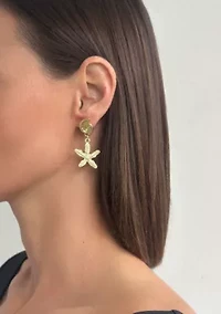 Gold Plated Starfish and Shell Drop Earrings