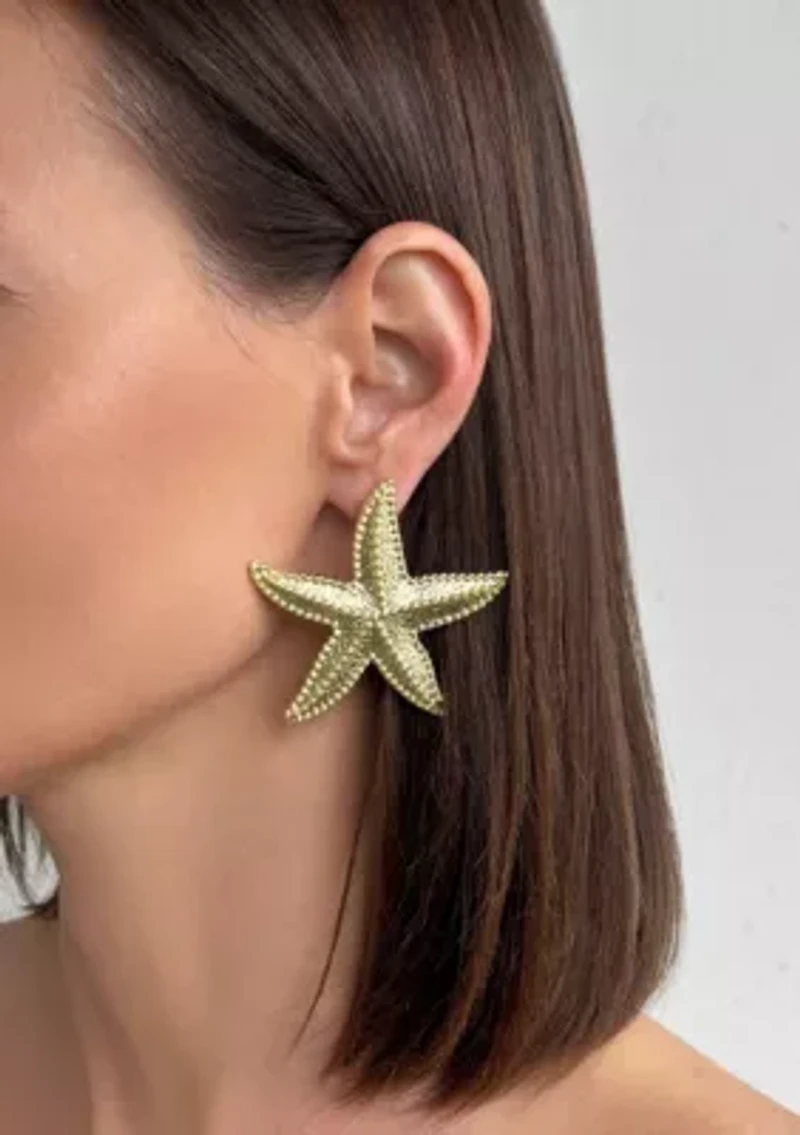 Gold Plated Oversized Shell Stud Earrings