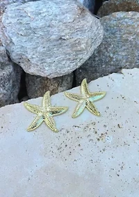 Gold Plated Oversized Shell Stud Earrings