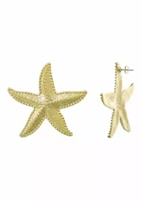 Gold Plated Oversized Shell Stud Earrings