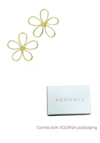 Gold Plated Oversized Flower Outline Statement Earrings