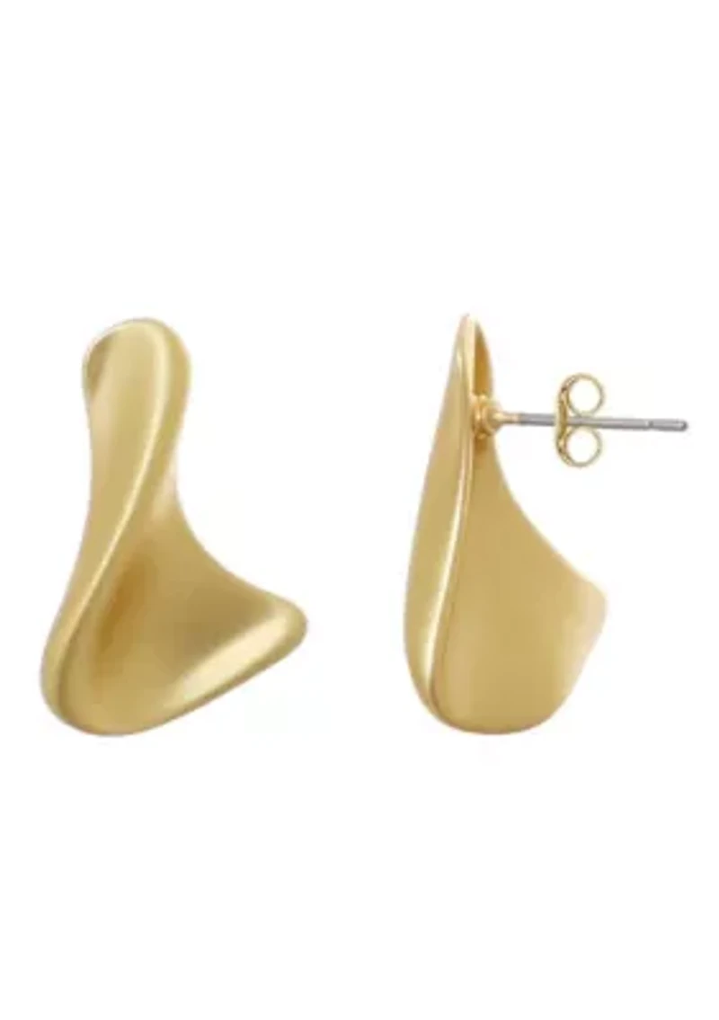 14k Gold Plated Twist Stud Earrings