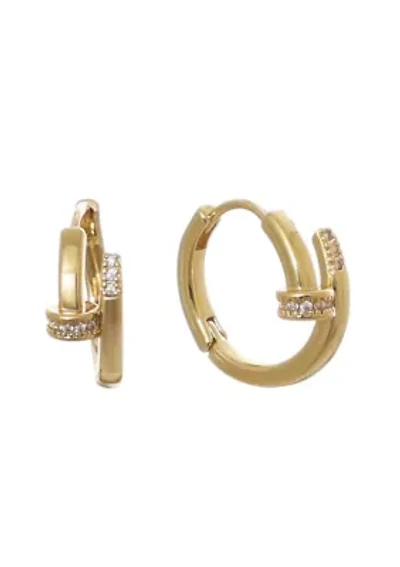 14k Gold Plated CZ Nail Hoops