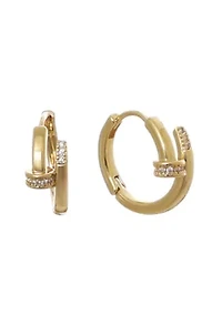 14k Gold Plated CZ Nail Hoops