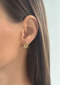 14k Gold Plated CZ Nail Hoops