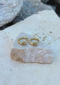 14k Gold Plated CZ Nail Hoops