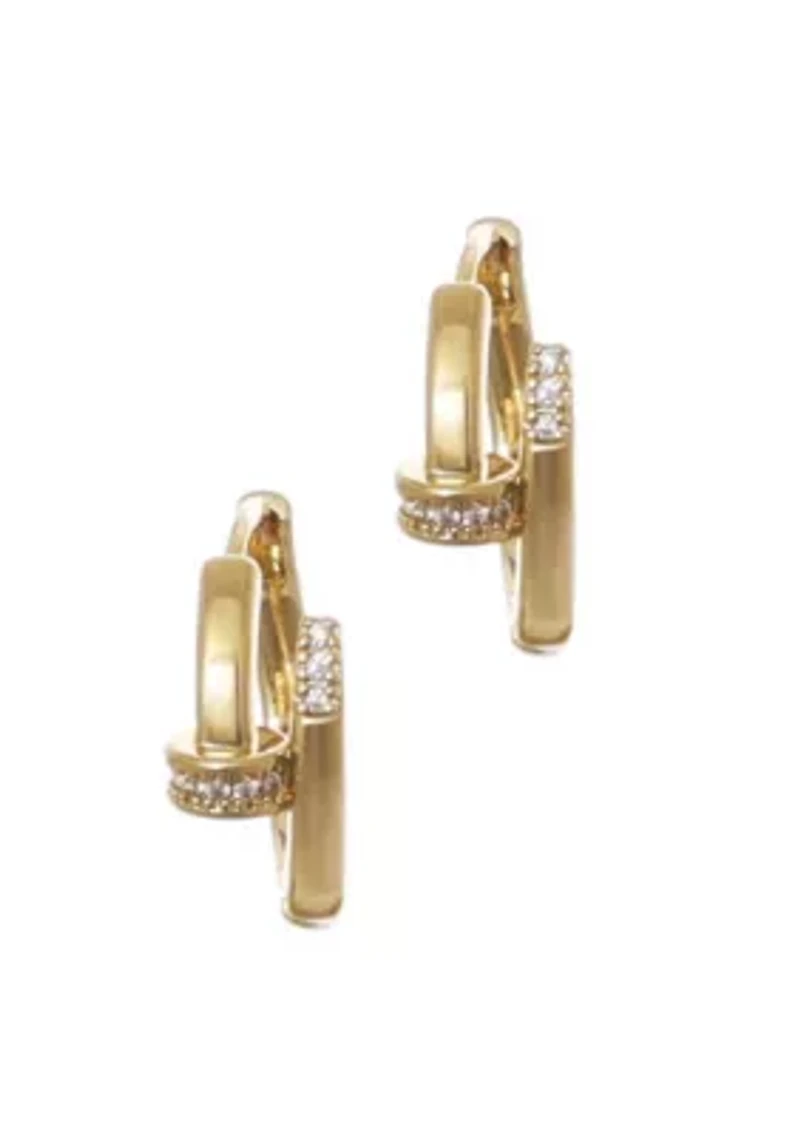 14k Gold Plated CZ Nail Hoops