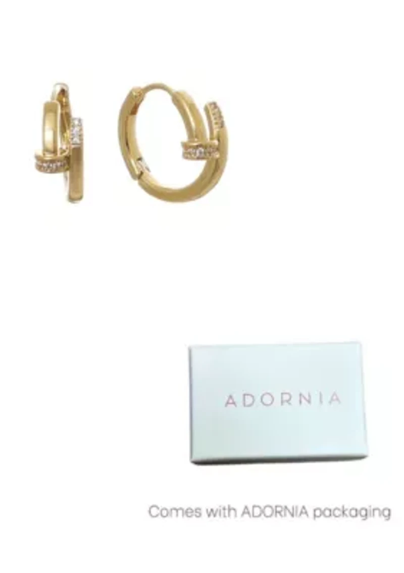 14k Gold Plated CZ Nail Hoops