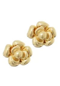 14k Gold Plated Camellia Stud Earrings