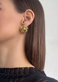 14k Gold Plated Camellia Stud Earrings